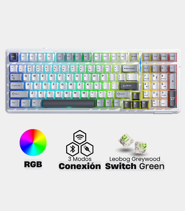 Teclado Mecánico Aula F99 RGB Blanco - Azul - Azul Oscuro