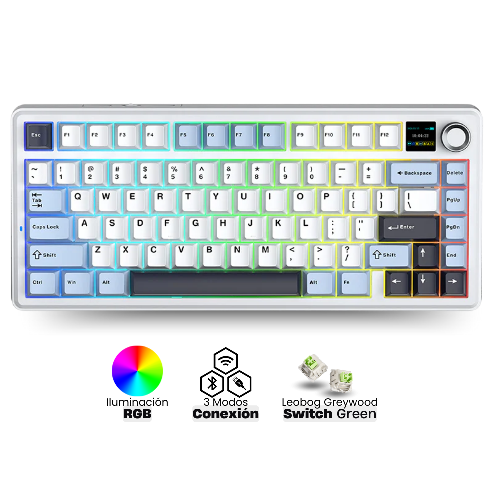 Teclado F75 Max White Teclado Mecánico Aula F75 Max RGB Blanco/Azul/Azul Oscuro EN - Imagen 1