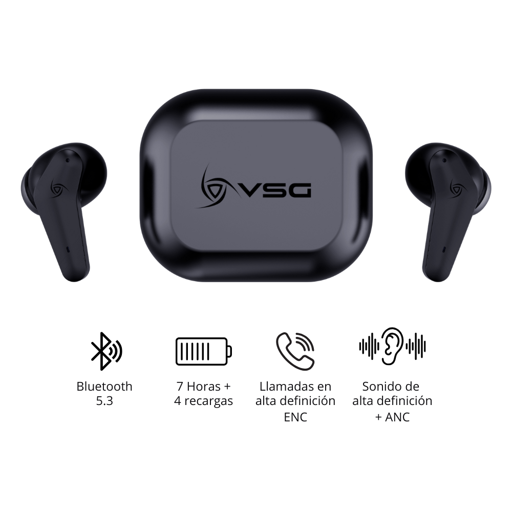 Auricular Aureus VSG Black Auricular VSG Aureus TWS Bluetooth 5.3 In-Ear Negro - Imagen 1
