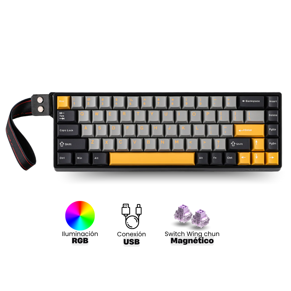 Teclado magnetico Aula Win68 he Max Negro_gris Teclado Magnético Aula Win68he Max Gray/Black/Yellow EN - Imagen 1