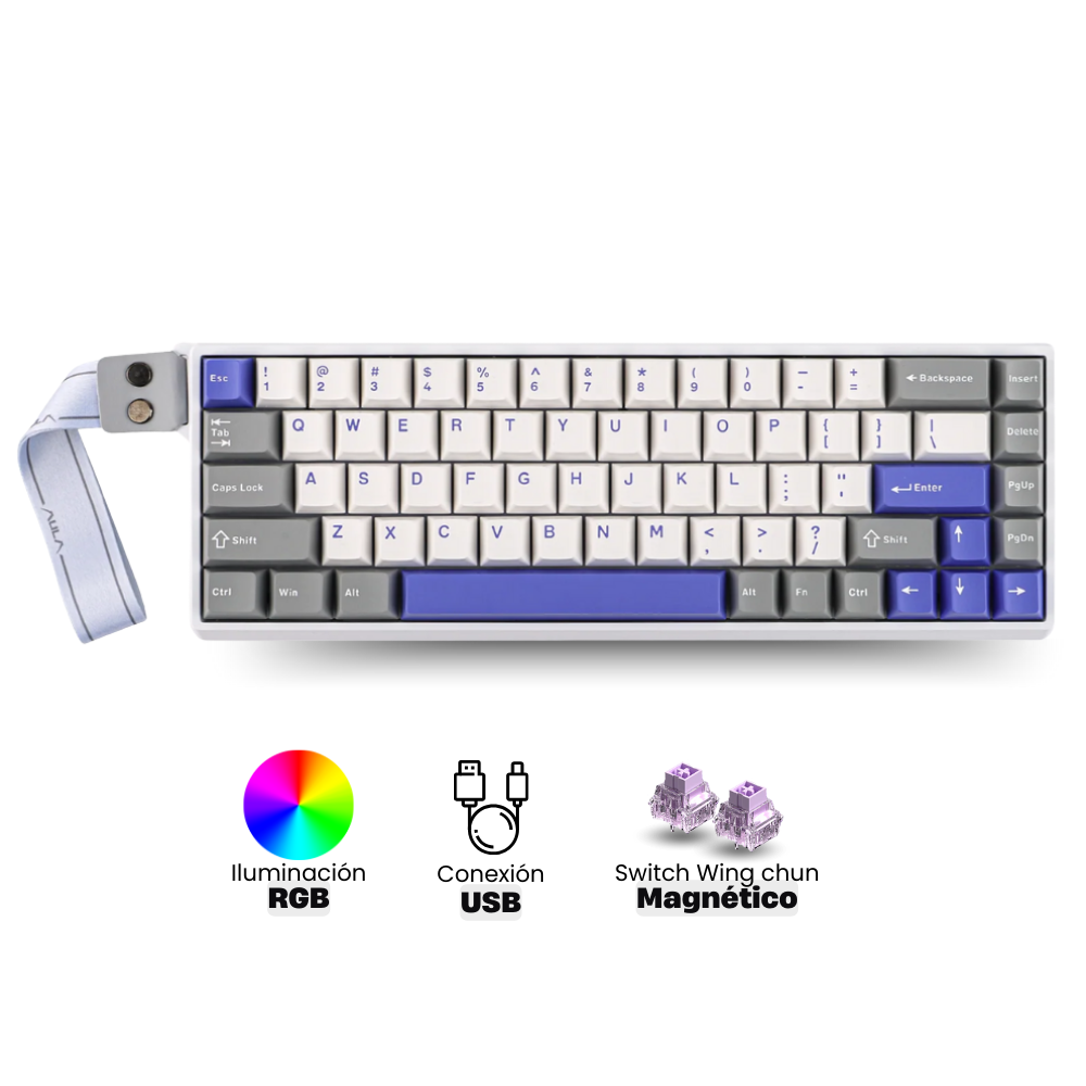 Teclado magnetico Aula Win68 he Max white Teclado Magnético Aula Win68he Max White/Gray/Purple EN - Imagen 1