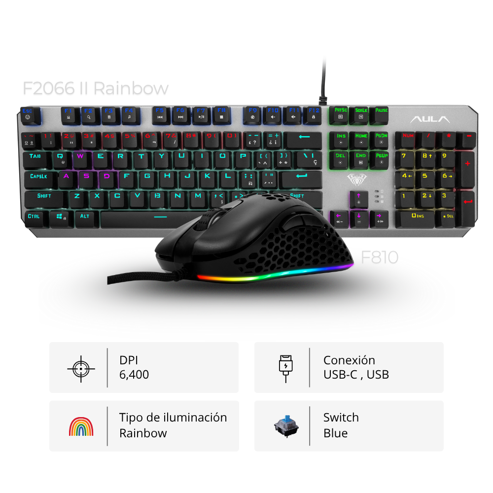 Combo Aula Teclado F2066 II + Mouse F810 Combo Aula Teclado F2066 II + Mouse F810 Negro - Imagen 1