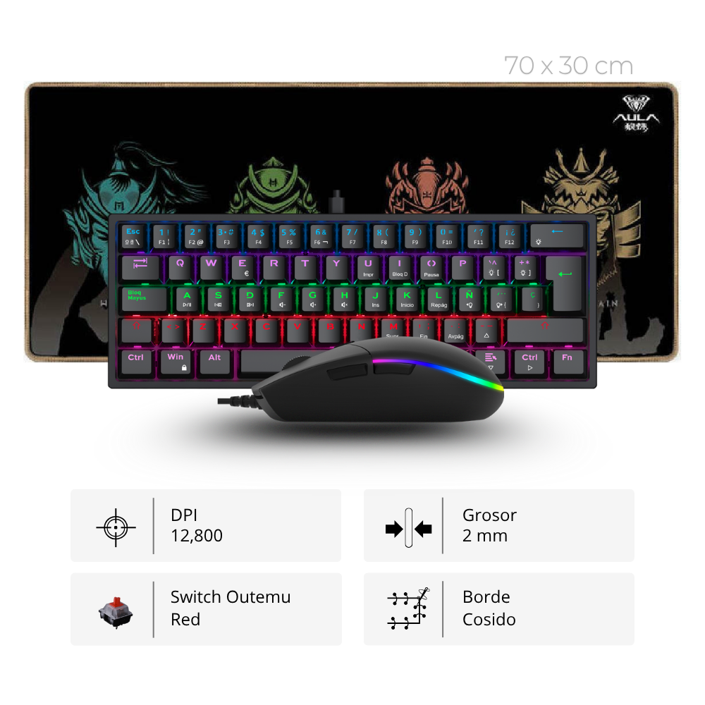 Combo Teclado + Mouse + Pad Negro Combo Vifrozt Teclado + Mouse + Mousepad, Negro - Imagen 1