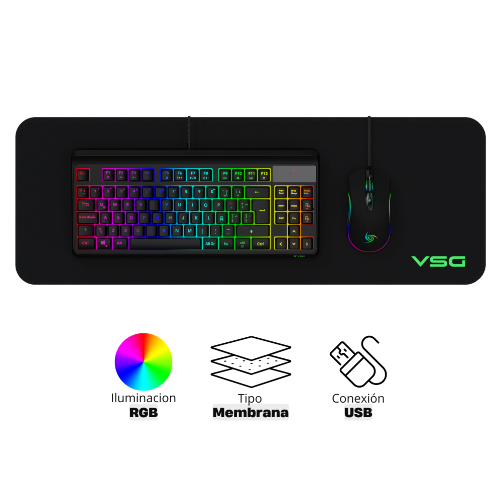 Kit VSG Pyxis Kit 3 en 1 VSG Pyxis Teclado + Mouse + Pad XL - Imagen 1