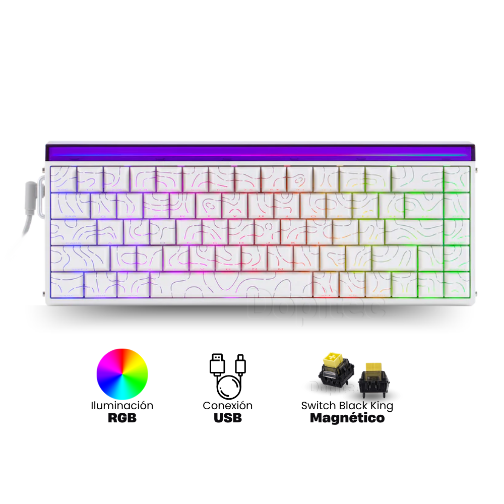 Teclado Aula Hero68 He White Contour Line (2) Teclado Magnético Aula Hero68 He RGB White Contour Line EN - Imagen 1