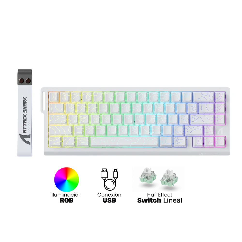 Teclado Attack Shark X68 He White Contor Line Teclado Magnético Attack Shark X68 He White Contor Line EN - Imagen 1