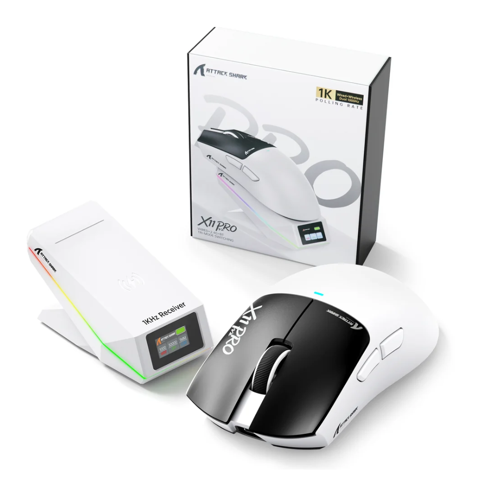 Mouse Attack Shark X11 Pro V2 Blanco _ Negro 1 Mouse Gamer Attack Shark X11 Pro V2 DPI 30K, 1Khz Dual - Imagen 1