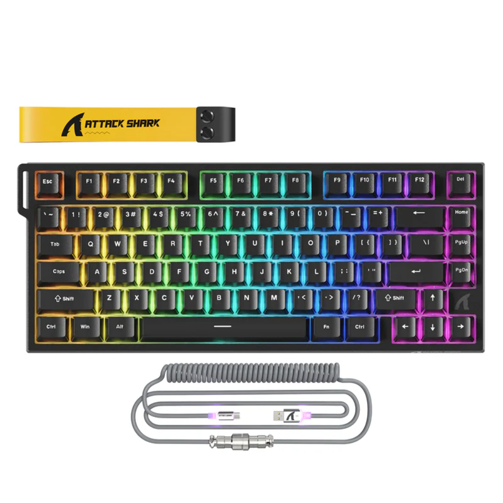 Teclado Attack Shark R82 He Black con Cable 1 Teclado Magnético Attack Shark R82 He 8Khz RGB con Cable Enrollable EN - Imagen 1
